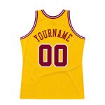 Custom Name Number Personalized Gold Maroon White Basketball Jersey Authentic Throwback Team Design Personalized Gold Maroon-White