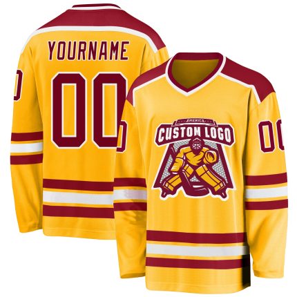 Custom Gold Maroon White Hockey Jersey for Men and Women - Personalized Sports Apparel Personalized Gold Maroon-White Hockey