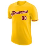Custom Team Name Number Performance T-Shirt - Personalized Gold Maroon-White Design Personalized Gold Maroon-White Performance