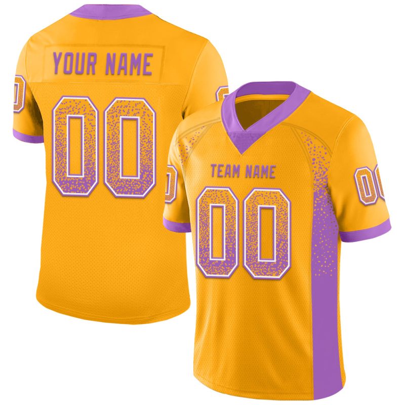 Custom Purple and White Drift Football Jersey with Name and Number - Personalized Gold Medium Team Gear Personalized Gold