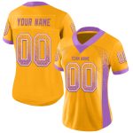 Custom Purple and White Drift Football Jersey with Name and Number - Personalized Gold Medium Team Gear Personalized Gold