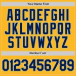 Custom Name Number Softball Jersey Unisex Two-Button in Personalized Gold Navy-Electric Blue Personalized Gold Navy-Electric