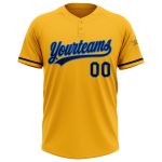 Custom Name Number Softball Jersey Unisex Two-Button in Personalized Gold Navy-Electric Blue Personalized Gold Navy-Electric