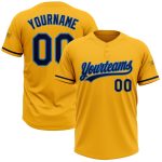 Custom Name Number Softball Jersey Unisex Two-Button in Personalized Gold Navy-Electric Blue Personalized Gold Navy-Electric