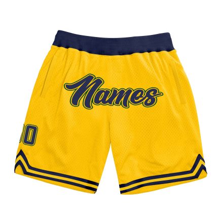 Custom Name Number Personalized Gold Navy Hunter Green Basketball Shorts - Authentic Throwback Team Apparel Personalized
