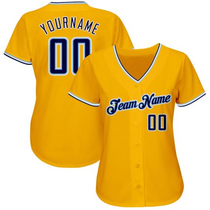 Personalized Gold Navy-Light Blue Baseball Jersey for Authentic Style Personalized Gold Navy-Light Blue Authentic Baseball