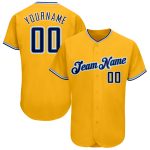 Personalized Gold Navy-Light Blue Baseball Jersey for Authentic Style Personalized Gold Navy-Light Blue Authentic Baseball