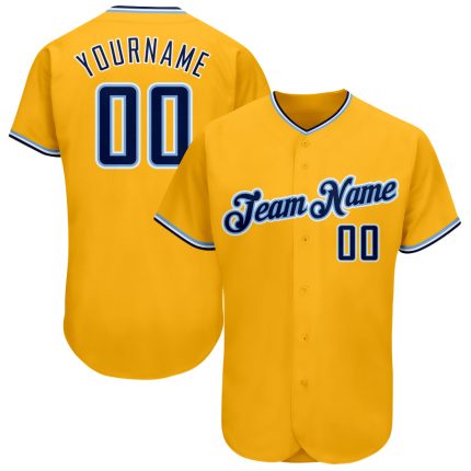 Personalized Gold Navy-Light Blue Baseball Jersey for Authentic Style Personalized Gold Navy-Light Blue Authentic Baseball