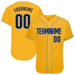 Custom Name Number Personalized Gold Navy-Light Blue Authentic Baseball Jersey Personalized Gold Navy-Light Blue Authentic