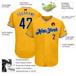 Personalized Gold Navy-Light Blue Baseball Jersey for Authentic Style Personalized Gold Navy-Light Blue Authentic Baseball