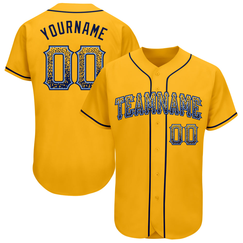 Personalized Gold Navy-Light Blue Baseball Jersey with Custom Name and Number - Authentic Drift Fashion Team Gear Personalized