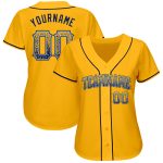 Personalized Gold Navy-Light Blue Baseball Jersey with Custom Name and Number - Authentic Drift Fashion Team Gear Personalized