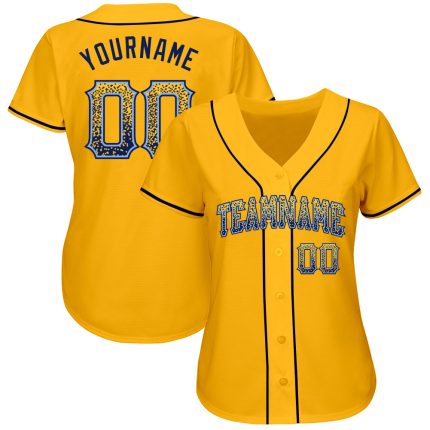 Personalized Gold Navy-Light Blue Baseball Jersey with Custom Name and Number - Authentic Drift Fashion Team Gear Personalized