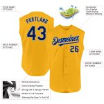 Personalized Gold Navy Light Blue Baseball Jersey - Authentic Sleeveless Style Personalized Gold Navy-Light Blue Authentic