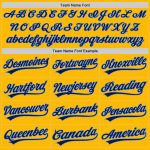 Custom Name Number Authentic Throwback Baseball Jersey - Personalized Gold Navy-Light Blue Team Design Personalized Gold