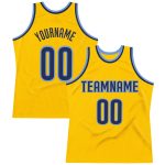 Custom Name and Number Personalized Gold Navy-Light Blue Basketball Jersey Authentic Throwback Personalized Gold Navy-Light