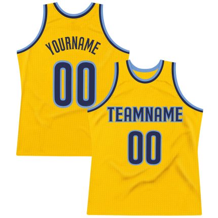Custom Name and Number Personalized Gold Navy-Light Blue Basketball Jersey Authentic Throwback Personalized Gold Navy-Light