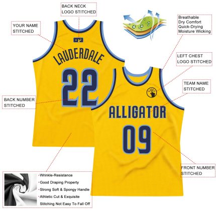 Custom Name and Number Personalized Gold Navy-Light Blue Basketball Jersey Authentic Throwback Personalized Gold Navy-Light