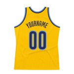 Custom Name and Number Personalized Gold Navy-Light Blue Basketball Jersey Authentic Throwback Personalized Gold Navy-Light