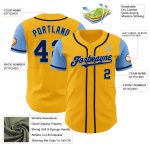 Personalized Gold Navy-Light Blue Two Tone Baseball Jersey with Custom Name and Number Personalized Gold Navy-Light Blue