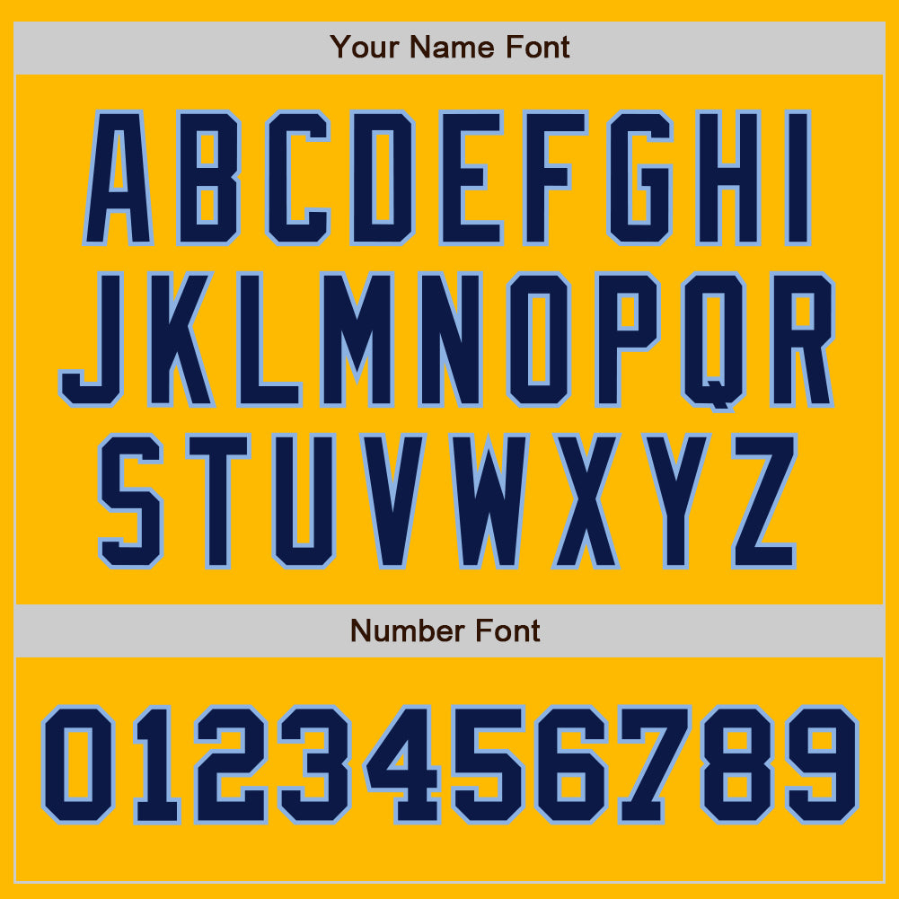 Personalized Gold Navy-Light Blue Authentic Two Tone Baseball Jersey Team Custom Name and Number Personalized Gold Navy-Light Blue Two Tone Baseball Jersey with Custom Name and Number Personalized Gold Navy-Light Blue - Image 5