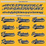 Custom Gold Navy-Light Blue Hockey Jersey with Personalized Name & Number Personalized Gold Navy-Light Blue Hockey Jersey