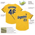 Custom Name Number Personalized Gold Navy-Light Blue Authentic Baseball Jersey Mesh Throwback Team Personalized Gold Navy-Light