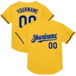 Custom Name Number Personalized Gold Navy-Light Blue Authentic Baseball Jersey Mesh Throwback Team Personalized Gold Navy-Light