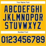 Custom Personalized Gold Navy-Light Blue Golf Polo Shirt with Name and Number, Performance Vapor Style Personalized Gold