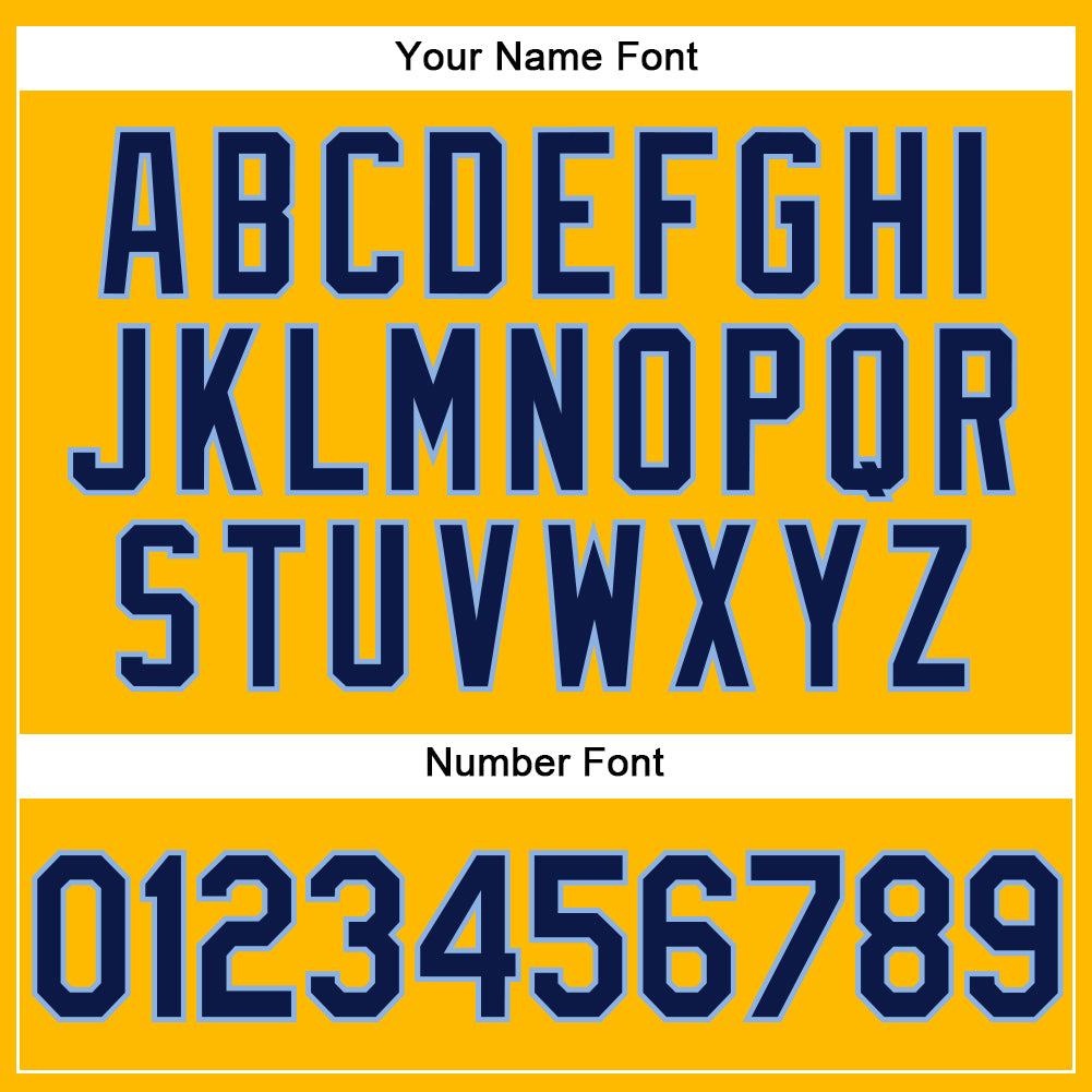 Personalized Gold Navy-Light Blue Performance Vapor Golf Polo Shirt Team Custom Name and Number Custom Personalized Gold Navy-Light Blue Golf Polo Shirt with Name and Number, Performance Vapor Style Personalized Gold - Image 5