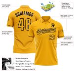 Custom Name and Number Navy Gold Performance Vapor Golf Polo Shirt - Personalized Team Apparel Personalized Gold Navy Performance