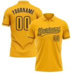 Custom Name and Number Navy Gold Performance Vapor Golf Polo Shirt - Personalized Team Apparel Personalized Gold Navy Performance