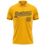 Custom Name and Number Navy Gold Performance Vapor Golf Polo Shirt - Personalized Team Apparel Personalized Gold Navy Performance