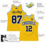 Custom Name and Number Personalized Gold Navy Pinstripe Basketball Jersey - Authentic Team Gear Light Blue Personalized Gold