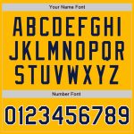 Custom Name and Number Personalized Gold Navy Pinstripe Baseball Jersey - Authentic Team Apparel Personalized Gold Navy Pinstripe