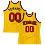 Custom Name Number Basketball Jersey Authentic Gold Navy Pinstripe Red Personalized Gold Navy Pinstripe Red Authentic Basketball