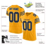 Personalized Gold Navy Powder Blue Mesh Football Jersey - Authentic Team Apparel Personalized Gold Navy-Powder Blue Mesh