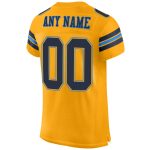 Custom Personalized Gold Navy Powder Blue Football Jersey with Name and Number - Authentic Mesh Team Apparel Personalized