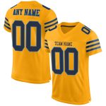 Personalized Gold Navy Powder Blue Mesh Football Jersey - Authentic Team Apparel Personalized Gold Navy-Powder Blue Mesh