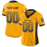 Custom Personalized Football Jersey with Name and Number in Gold, Navy, and Powder Blue Mesh Drift Style Personalized Gold