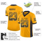 Custom Personalized Football Jersey with Name and Number in Gold, Navy, and Powder Blue Mesh Drift Style Personalized Gold