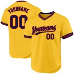 Custom Name Number Personalized Gold Red Navy Baseball Jersey Authentic Throwback Personalized Gold Navy-Red Authentic Throwback
