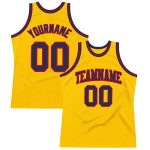 Custom Name and Number Personalized Gold Navy-Red Basketball Jersey - Authentic Throwback Personalized Gold Navy-Red Authentic