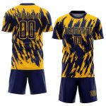Custom Name Number Personalized Gold Navy Soccer Jersey Uniform eSports Team Apparel Personalized Gold Navy Sublimation Soccer