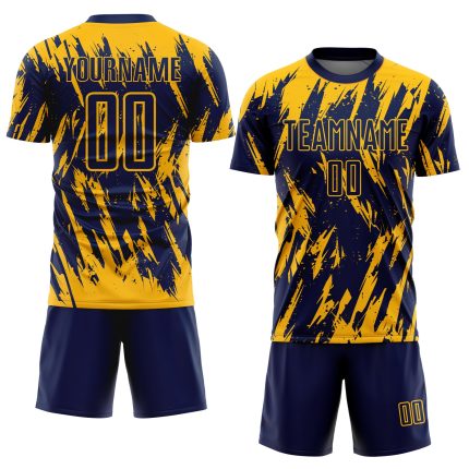 Custom Name Number Personalized Gold Navy Soccer Jersey Uniform eSports Team Apparel Personalized Gold Navy Sublimation Soccer