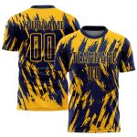 Custom Name Number Personalized Gold Navy Soccer Jersey Uniform eSports Team Apparel Personalized Gold Navy Sublimation Soccer