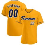 Personalized Gold Navy-White Baseball Jersey for Authentic Team Spirit Personalized Gold Navy-White Authentic Baseball Jersey