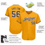 Custom Name and Number Personalized Gold Navy-White Baseball Jersey Authentic Team Gear Personalized Gold Navy-White Authentic