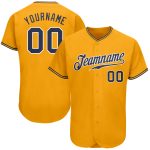 Custom Name and Number Personalized Gold Navy-White Baseball Jersey Authentic Team Gear Personalized Gold Navy-White Authentic