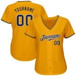 Custom Name and Number Personalized Gold Navy-White Baseball Jersey Authentic Team Gear Personalized Gold Navy-White Authentic